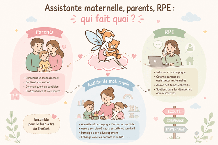 Assistante maternelle, parents, RPE : Qui fait quoi ?